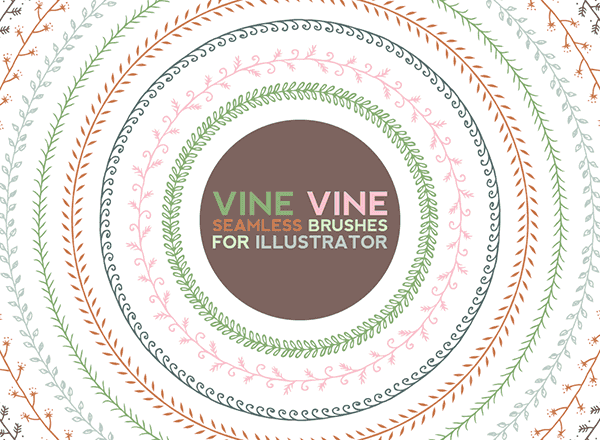 特色手绘的涂鸦无缝笔刷 VINE VINE Seamless 24 Brushes