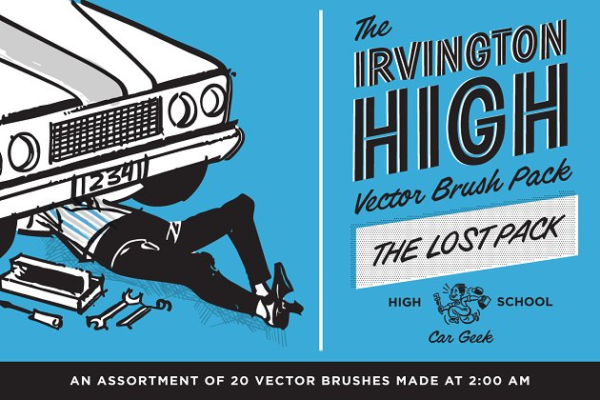 高中怀旧风涂鸦笔画AI笔刷 Irvington High Vector Brushes