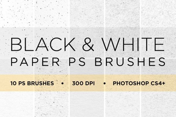 10款黑白纸张纹理PS笔刷 10 Black & White Paper PS Brushes