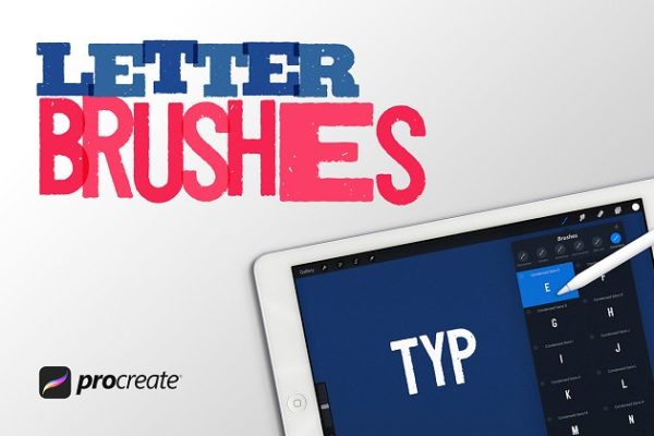 Procreate专用字母字体笔刷 Letter Brushes for Procreate