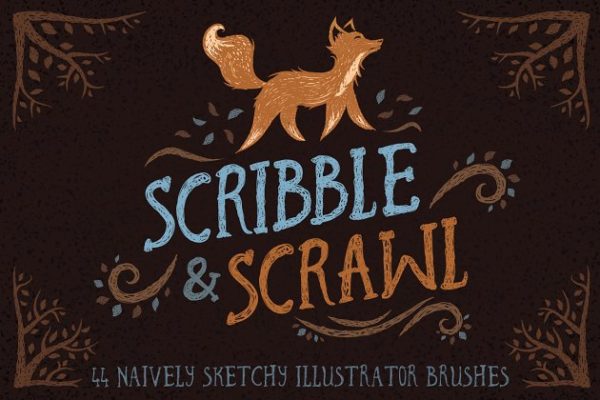 草图画笔笔画AI笔刷 Scribble & Scrawl Brushes缩略图 草图画笔笔画AI笔刷 Scribble & Scrawl Brushes
