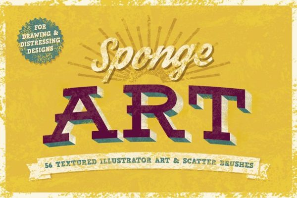 海绵刷笔画效果AI笔刷 Sponge Brushes缩略图 海绵刷笔画效果AI笔刷 Sponge Brushes