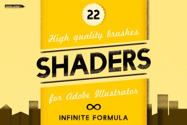 插画材质色调制作笔刷[AI & PS适用] Shaders brushes by Guerillacraft
