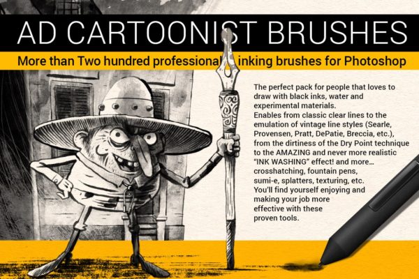 漫画手绘设计必备PS笔刷 The Cartoonist Brushes