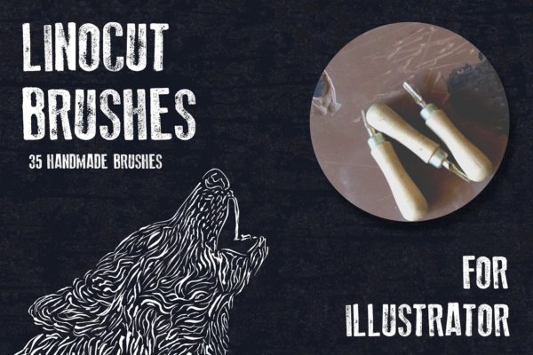 手工制作油毡浮雕版AI笔刷 Hand-made linocut brushes缩略图 手工制作油毡浮雕版AI笔刷 Hand-made linocut brushes