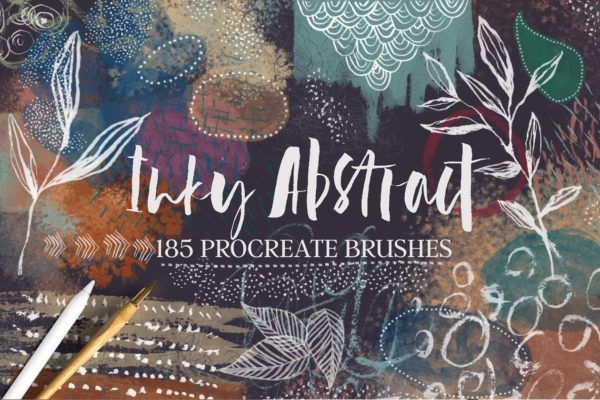 墨水素描图案&图案印章Procreate笔刷 Inky Abstract Procreate Brushes