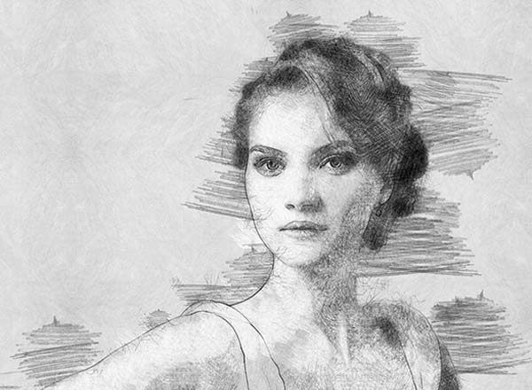 粗矿的铅笔素描PS动作 Pencil Sketch Photoshop Action Photo Effects
