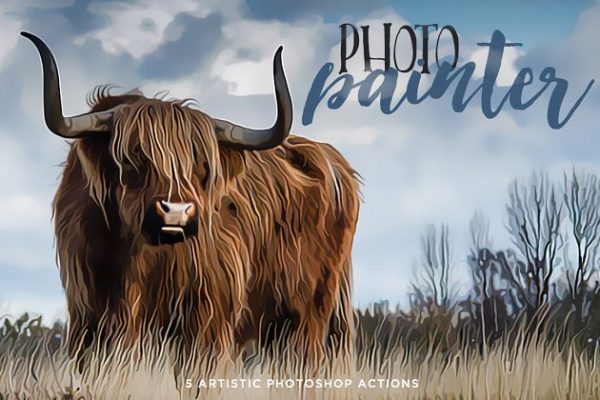 照片一键生成油画PS动作 Photo Painter Photoshop Actions 1