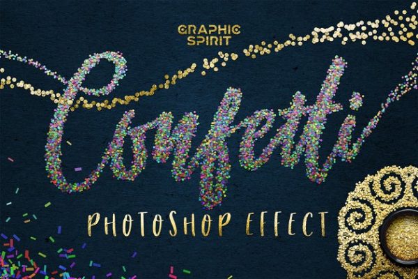节日多彩纸屑PS动作合集  CONFETTI Effect for Photoshop