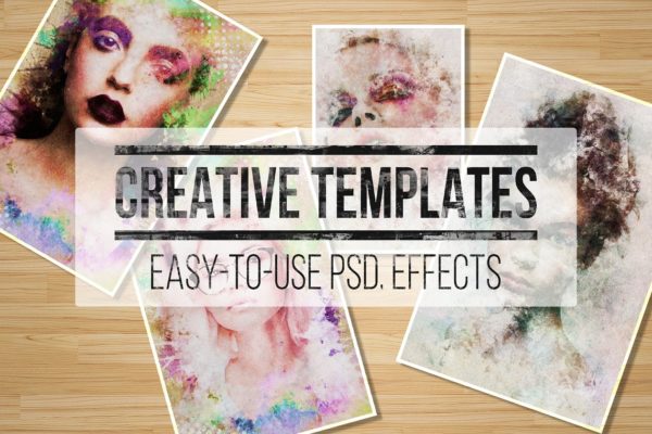 2个创意肖像抽象油画PS动作 2 Creative Portrait Templates缩略图 2个创意肖像抽象油画PS动作 2 Creative Portrait Templates