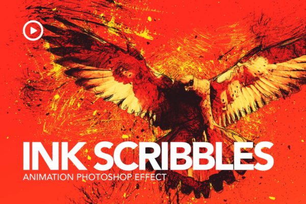 油墨涂鸦照片效果PS动作 Ink Scribbles Animation Photoshop Action缩略图 油墨涂鸦照片效果PS动作 Ink Scribbles Animation Photoshop Action