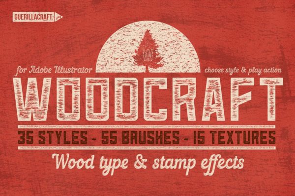 木刻画版画木雕效果AI动作 Woodcraft for Adobe Illustrator缩略图 木刻画版画木雕效果AI动作 Woodcraft for Adobe Illustrator