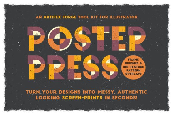海报油墨印刷添加杂色效果AI图层样式 Poster Press – Screen-Print Creator