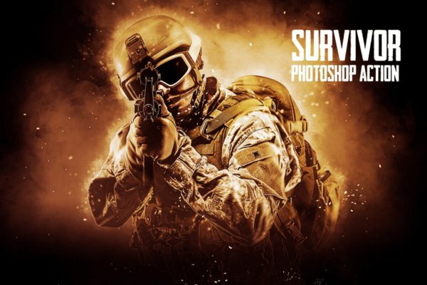 非常逼真的战争烟火效果PS动作 Survivor Photoshop Action