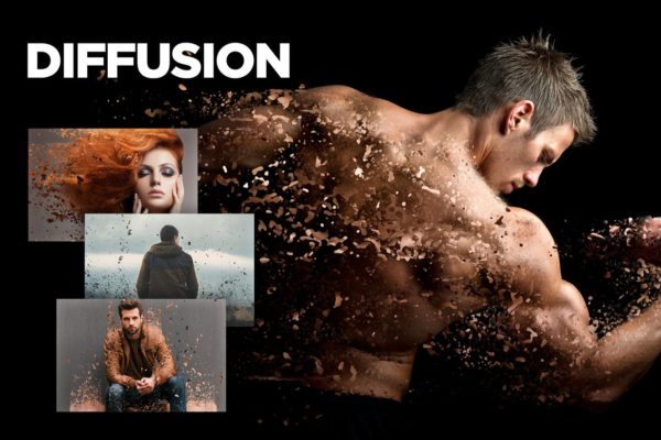 液态粒子扩散效果PS动作下载 Diffusion CS3+ Photoshop Action