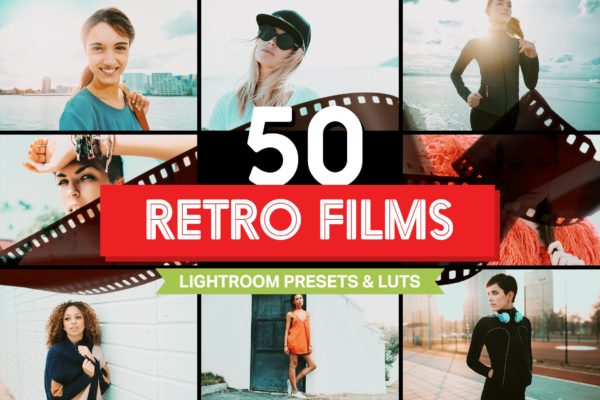 50款复古电影胶片效果调色滤镜LR预设合集 50 Retro Films Lightroom Presets & LUTs