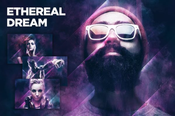 一款宇宙空间折叠特效PS动作工具 Ethereal Dream Photoshop Action CS4+