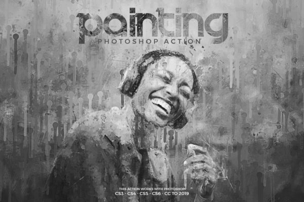 抽象颜料油画效果一键生成PS动作 Painting Photoshop Action