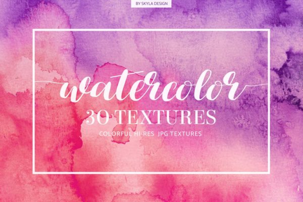 30款多彩不规则水彩纹理 Watercolor, 30 colorful textures