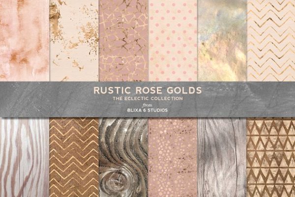 玫瑰金图案纹理合集 Rustic Rose Gold Textures & Patterns