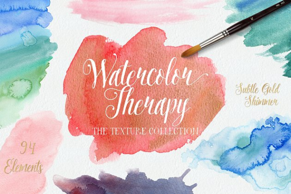 水彩笔画和印染特效纹理 Watercolor Therapy: Textures