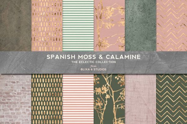 西班牙苔藓&炉甘石金色图案纹理 Spanish Moss & Calamine Gold Pattern