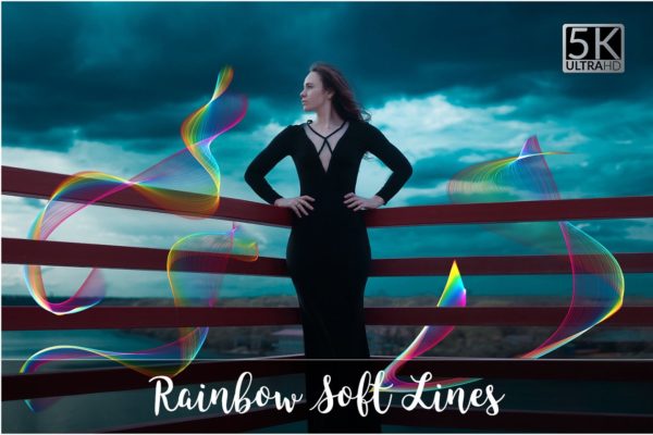 5K高分辨率彩虹柔和线条叠层背景 5K Rainbow Soft Lines Overlays