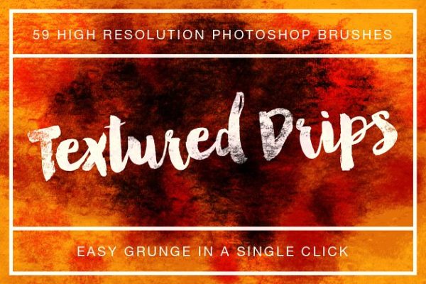 奇形怪状滴墨墨水纹理PS笔刷v1 Textured Drips Brush Pack Volume 1