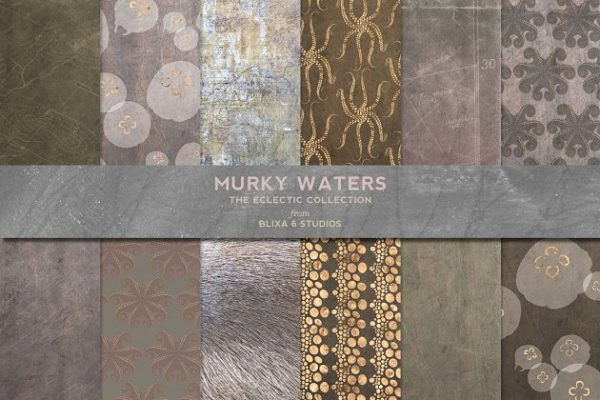 玫瑰金水彩海洋生物图案纹理 Murky Waters: Rose Gold & Watercolor缩略图 玫瑰金水彩海洋生物图案纹理 Murky Waters: Rose Gold & Watercolor