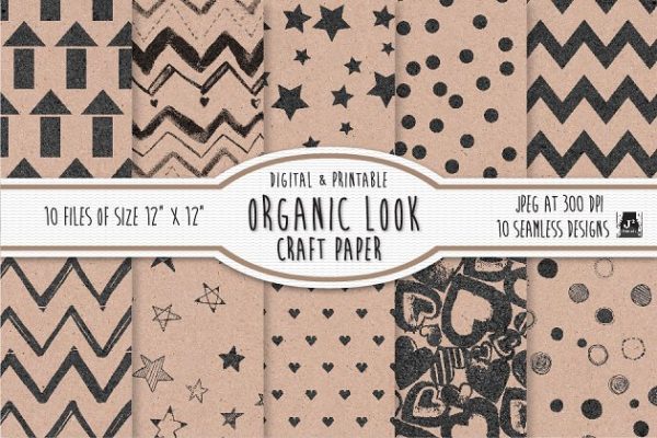10款有机牛皮纸图案纹理 10 Organic Kraft Paper Patterns