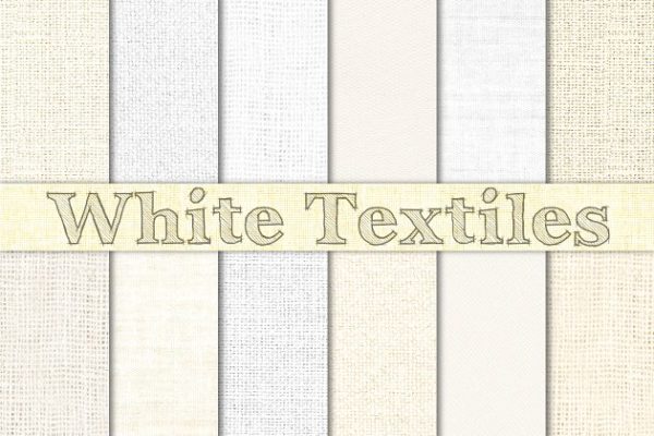 奶油象牙灰白色纺织品/粗麻布纹理背景 White Burlap, Linen & Canvas