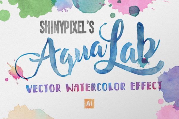 15款高品质水彩纹理和55款水彩飞溅和画笔AI笔刷 AquaLab – Vector Watercolor Effect