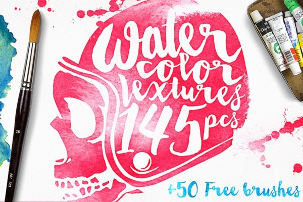 145手工制作水彩纹理套装 Watercolor Textures + BONUS缩略图 145手工制作水彩纹理套装 Watercolor Textures + BONUS