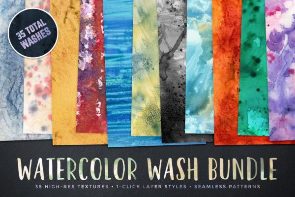 35款水彩艺术涂料肌理纹理Vol.1 Watercolor Wash Bundle Volume 1