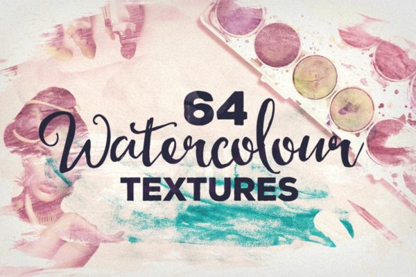 64款霓虹水彩纹理套装 64 Watercolor Textures