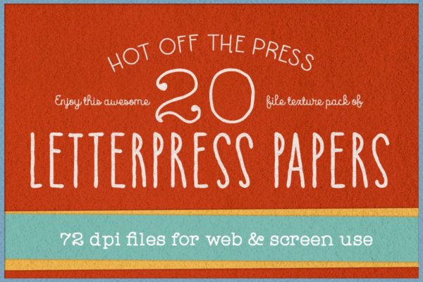 20款凸版印刷纹理纸张素材套装 72 dpi KD Letterpress Paper Textures Pack缩略图 20款凸版印刷纹理纸张素材套装 72 dpi KD Letterpress Paper Textures Pack