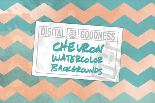 V形波浪线条水彩背景套装 Watercolor Chevron Backgrounds