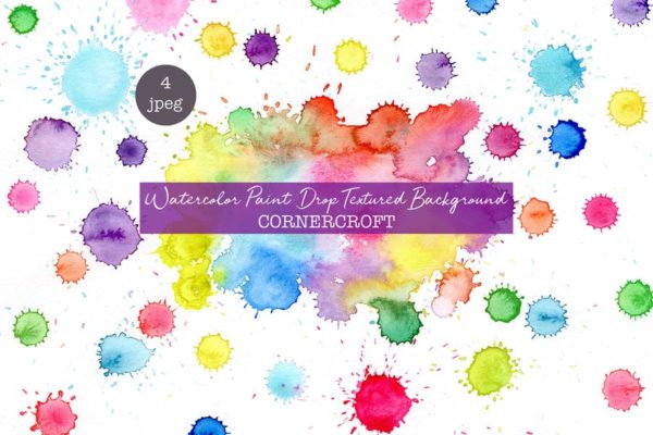 水彩颜料水滴图案背景素材 Watercolor paint drop background
