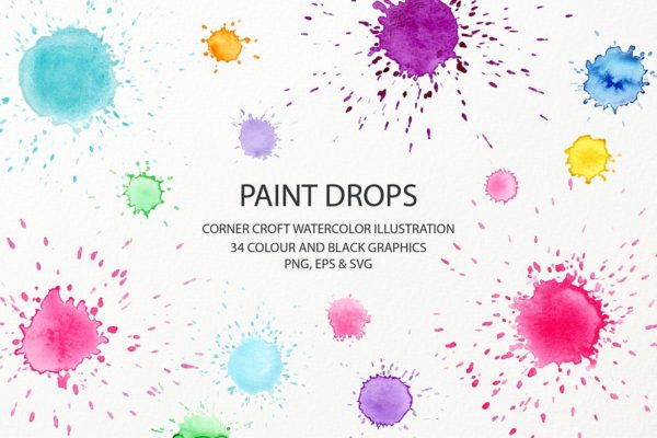 水彩手绘水滴纹理背景素材合集 Watercolor Paint Drop Collection