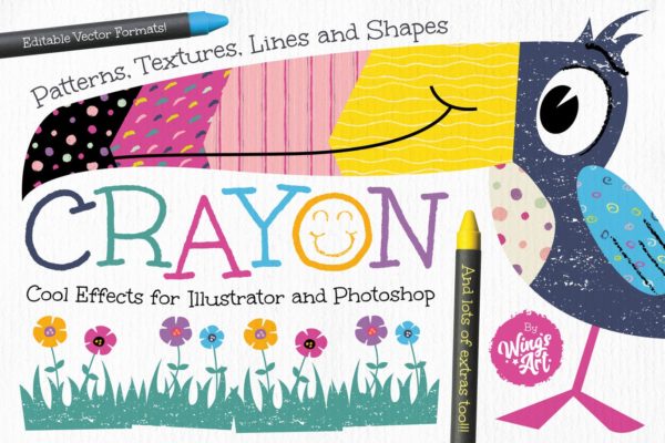 蜡笔画手绘必备:蜡笔纹理和图案设计素材 Wax Crayon Textures and Patters缩略图 蜡笔画手绘必备:蜡笔纹理和图案设计素材 Wax Crayon Textures and Patters