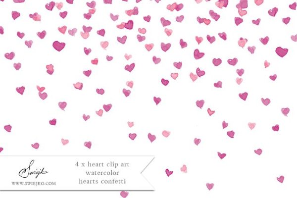 粉色和紫色心形图案纹理 Pink Hearts, Hearts Rain,