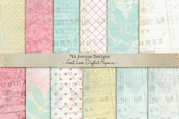 甜蜜爱情纸张纹理素材 Sweet Love Digital Papers
