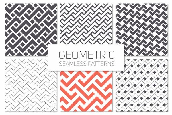 规则几何图案无缝纹理集 Geometric Seamless Patterns Set 3
