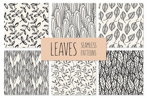 各种各样的树叶图案无缝纹理 Leaves Seamless Patterns Set缩略图 各种各样的树叶图案无缝纹理 Leaves Seamless Patterns Set