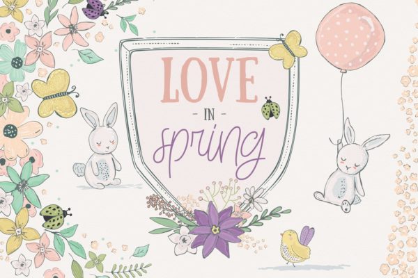 春天插画图案纹理 Spring Illustration and Patterns