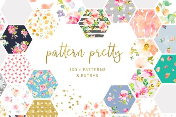 花枝招展芬芳扑鼻系列水彩花卉图案纹理合集 Pattern Pretty Floral Patterns缩略图 花枝招展芬芳扑鼻系列水彩花卉图案纹理合集 Pattern Pretty Floral Patterns