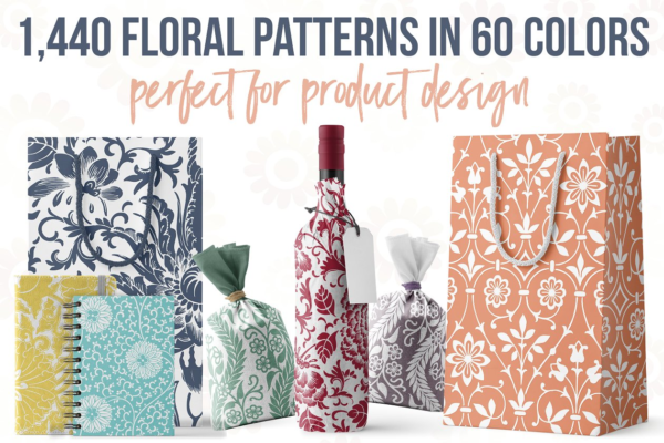 60种配色1440款花卉图案纹理 1,440 Floral Patterns in 60 Colors