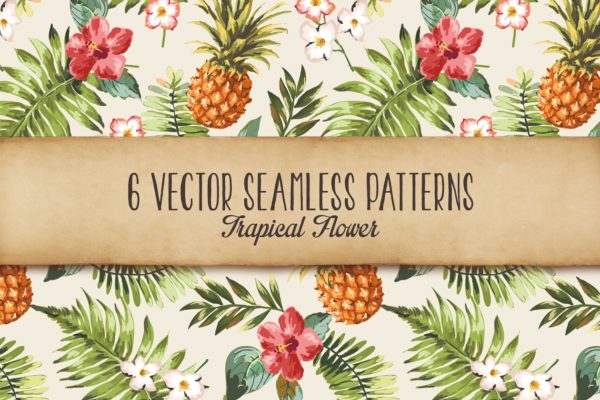 热带雨林植物花卉图案无缝纹理v2 Seamless tropical patterns Vol.2缩略图 热带雨林植物花卉图案无缝纹理v2 Seamless tropical patterns Vol.2