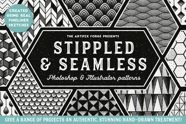 重复手绘图案无缝纹理合集 Stippled & Seamless – Patterns