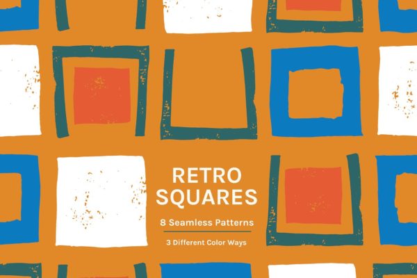 复古手绘方格图案无缝纹理 Retro Squares | Seamless Patterns缩略图 复古手绘方格图案无缝纹理 Retro Squares | Seamless Patterns